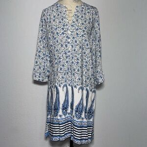 ON Printed V-Neckline Shift Dress